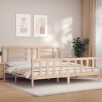 vidaXL Cadre de lit avec tête de lit 200x200 cm bois massif