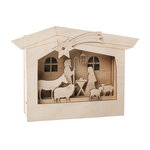 Kit bois cadre à motif 3d  fsc mixcred.  nature  24x24x6 3cm  crèche  13 pces  boîte 1kit