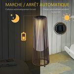 Outsunny Lampadaire LED de jardin style colonial dim. Ø 21 5 x 61H cm résine tressée filaire chocolat