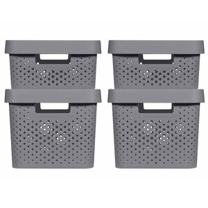 Curver boîtes de rangement 4 pièces avec couvercle 11l+17l anthracite