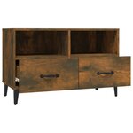 vidaXL Meuble TV Chêne fumé 80x36x50 cm Bois d'ingénierie