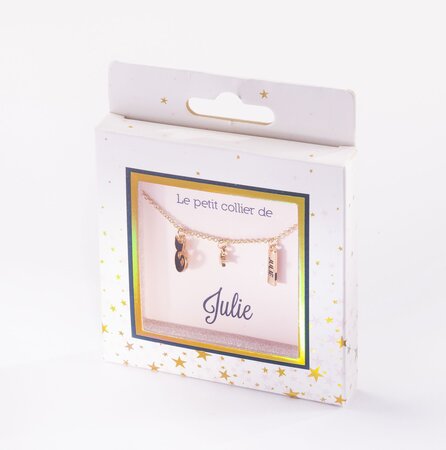 Collier prénom julie avec pendentif chat