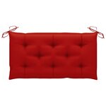 vidaXL Banc de jardin avec coussin rouge 112 cm Bois de teck massif