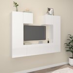 vidaXL Ensemble de meubles TV 6 Pièces Blanc brillant Bois d'ingénierie