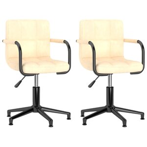 vidaXL Chaises pivotantes à manger lot de 2 crème velours