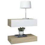 vidaXL Meuble TV avec lumières LED blanc et chêne sonoma 60x35 cm