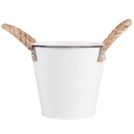 Mini seau blanc de jardin en zinc Ø 10 5 cm x 10 5 cm