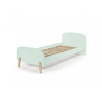 KIDDY Lit simple en bois laqué et brut et sommier 90x200cm Vert menthe