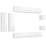 vidaXL Ensemble de meuble TV 8 Pièces Blanc brillant Aggloméré