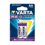 Blister de 2 piles lithium 'professional lithium' lr6 mignon aa varta