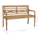 vidaXL Banc Batavia avec coussin beige 120 cm Bois de teck massif