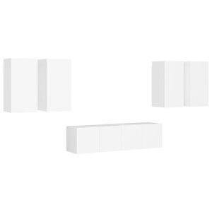 vidaXL Ensemble de meuble TV 6 Pièces Blanc Aggloméré