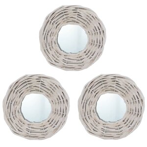 vidaXL Miroirs 3 Pièces Blanc 15 cm Osier