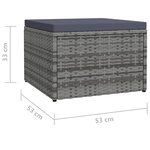 vidaXL Tabouret de jardin avec coussin Gris Résine tressée