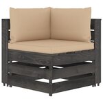 vidaXL Salon de jardin 9 Pièces avec coussins gris bois imprégné