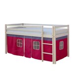 Lit mi-hauteur avec rideaux - rose