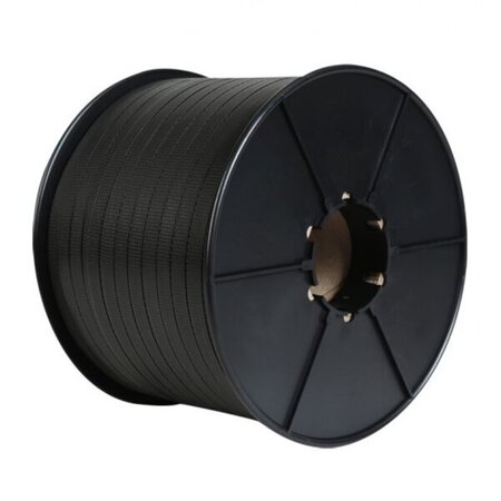 Lot de 2 feuillards pp manuel noir avec joues 12 mm x 1500 m x 26 mm (ø)