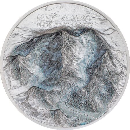 MOUNT EVEREST First Ascent 2 onces argent monnaie 10 Dollars Cook Islands 2023