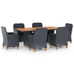 vidaXL Mobilier à dîner 7 Pièces avec coussins Résine tressée Gris foncé