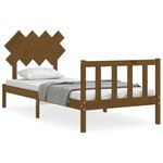 vidaXL Cadre de lit tête de lit marron miel 90x200 cm bois massif
