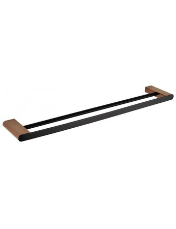 Porte-serviette double GALLA en laiton noir et doré 60 x10,4x2 cm