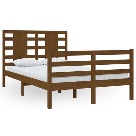 vidaXL Cadre de lit Marron miel Bois de pin massif 120x200 cm