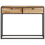 vidaXL Table console 100x35x75 cm Bois de manguier et canne naturelle