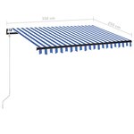vidaXL Auvent automatique capteur de vent/LED 350x250 cm Bleu et blanc