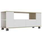 vidaXL Meuble TV Blanc et chêne sonoma 120x35x48 cm Bois d'ingénierie