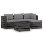 vidaXL Salon de jardin 5 Pièces avec coussins Bois imprégné de gris