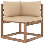 vidaXL Salon palette de jardin 3 Pièces et coussins Bois de pin imprégné