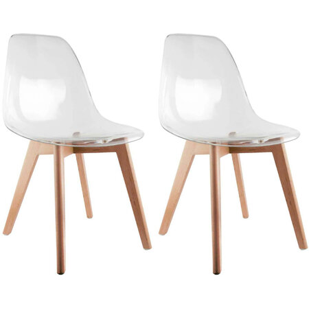 Chaise scandinave en plastique transparent (lot de 2)