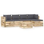 vidaXL Salon de jardin 6 Pièces avec coussins Bois imprégné de vert