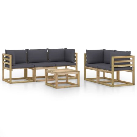 vidaXL Salon de jardin 6 Pièces avec coussins anthracite