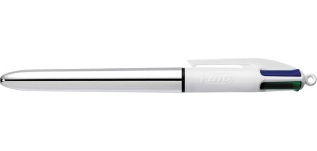 Stylo bille 4 colours shine argent pte moy. 4 couleurs classiques bic