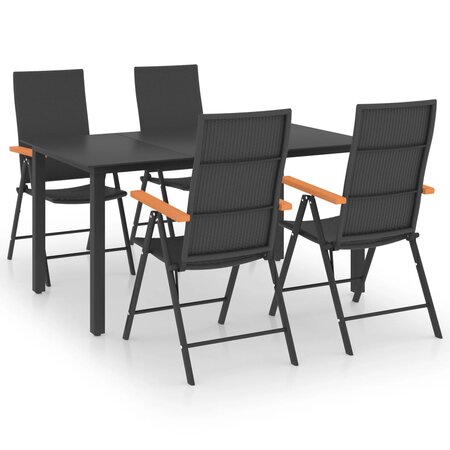 vidaXL Ensemble de salle à manger de jardin 5 Pièces Noir et marron