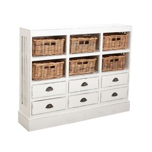 Commode en bois blanc antique et poelet
