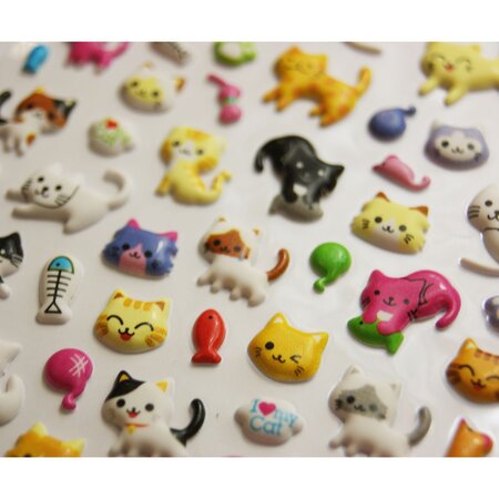 Autocollants réutilisables - Relief 3D - Chats mignons