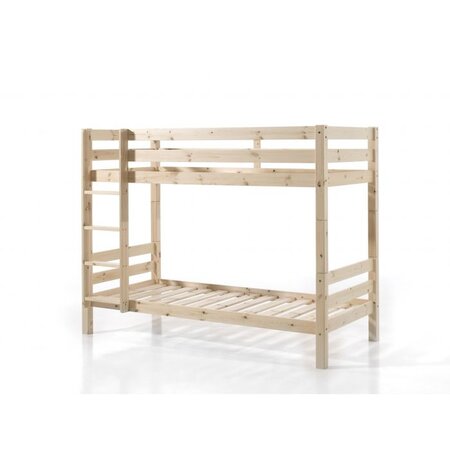 Lit superposé + tiroir de rangement bois naturel