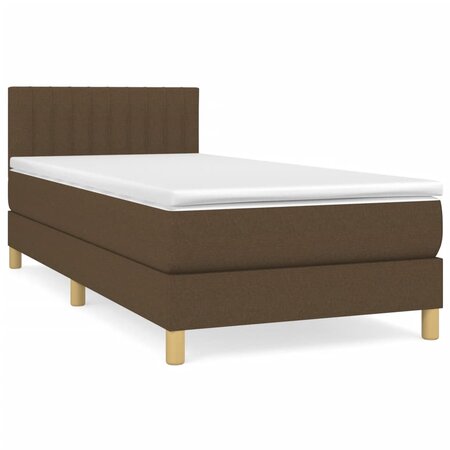 vidaXL Lit à sommier tapissier avec matelas Marron foncé 100x200 cm