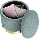 Tectake Pouf coffre de rangement aspect velours COCO matelassé - turquoise
