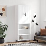 vidaXL Buffet haut Blanc brillant 69 5x34x180 cm Bois d'ingénierie