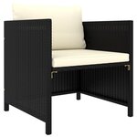 vidaXL Salon de jardin 5 Pièces avec coussins Résine tressée Noir