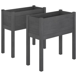 vidaXL Jardinières 2 Pièces Gris 70x31x70 cm Bois de pin massif