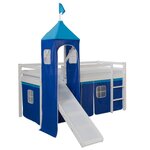 Lit avec toboggan et tour - bleu