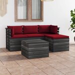 vidaXL Salon palette de jardin 5 Pièces avec coussins Bois de pin massif