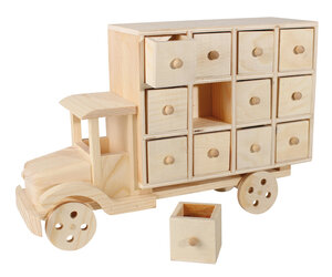 Calendrier de l'Avent camion bois 28 5x19x9 5cm