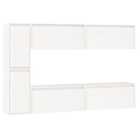 vidaXL Meubles TV 6 Pièces Blanc Bois massif de pin