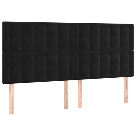 vidaXL Têtes de lit 4 Pièces Noir 100x5x78/88 cm Velours