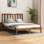 vidaXL Cadre de lit Marron miel Bois de pin massif 120x200 cm